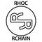 Rchain Coin cryptocurrency blockchain icon. Virtual electronic, internet money or cryptocoin symbol, logo