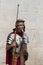 Re-enactors dressed as Roman Legionnaires, wait to pose with Tourists at the gates to the Diocletian Palace