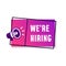 We`re hiring job vacancy creative poster background design with megaphone loudspeaker vector icon illustration