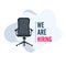 We`re hiring with office chair and a sign vacant. Business recruiting design concept. Vector illustration