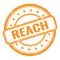 REACH text on orange grungy vintage round stamp