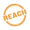 REACH text written on orange grungy round stamp