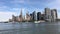 Reaching to New York Manhatten from sea. Close up of skyline of manhatten in new york from the staten island ferry