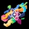 react molecular physics neutron atom artwork symbol design dynamic curve colorfull 3D style