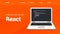 React programming code technology banner. React language software coding development website design