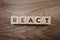 React word alphabet letter on wooden background