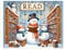 Read poster with snowmen reading books in a snowy library