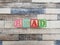 Read. The word read from wooden letter blocks