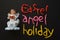 Reading Angel Figurine, Easter Holiday Composition in White, Black, Pink, Red and Yellow