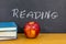 Reading book classroom apple teacher read words education learning