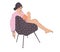 Reading Book Flat Illustration Vector Sitting Woman Chair Flat Illustration Vector