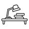 Reading book workspace icon outline vector. Worksplace sit