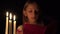 Reading Child by Candles, Prayer Girl in Night, Kid Portrait, Face in Dark 4K