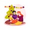 Reading Christmas stories isolated cartoon vector illustration.