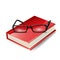 Reading glasses on red book