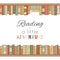 Reading is a little adventure. Contour colored bookshelves with lettering. Love for books. Library. Vector poster