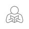 Reading person line outline icon
