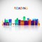 Reading skyline silhouette in colorful geometric style.