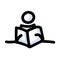 Reading Stick Figure Person with Book. Hand Drawn Isolated Human Doodle icon Motif Element in Flat Color. For learning, Education