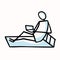 Reading Stick Figure Person Sitting with Book Comfy on Couch. Hand Drawn Isolated Human Doodle Motif Element in Flat Color. For