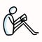 Reading Stick Figure Person Sitting with Book or Journal. Hand Drawn Isolated Human Doodle Motif Element in Flat Color. For