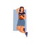 Reading woman. Cartoon girl lying with book. Young female dreaming in lazy pose. Character enjoying of fiction or