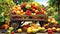 Ready a cart fresh and juicy fruits for carry