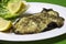 Ready cooked, fried plaice fish fillet