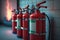 Ready for Emergency: Multiple Fire Extinguishers Mounted on Wall
