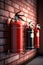 Ready for Emergency: Multiple Fire Extinguishers Mounted on Wall