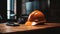 Ready to build, Safety helmet on construction desk with handshakes