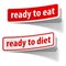 Ready to eat and diet stickers set