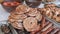 Ready-to-Eat Grilled Meat in a Street Food Shop Window. Ready-made Food on Party