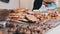 Ready-to-Eat Grilled Meat in a Street Food Shop Window. Ready-made Food on Party