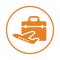Ready, to, travel, business, flight, tour icon. Orange vector design