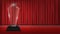 Real 3d transparent acrylic trophy with red curtain stage background