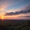 Real amazing panoramic sunrise or sunset sky with gentle colorful clouds. Long panorama, crop it made with