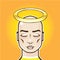 Real Angel Gold ring Holy Person bald headed vector illustration