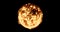 Real, ball of flame fire in black background, dangerous flame