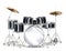 Real black drum set on a white background