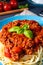 Real Bolognese sauce with spaghetti noodle