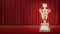 Real bronze trophy with red curtain stage background