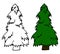 Real christmas tree. Sketch for greeting card, holiday poster or party invitation