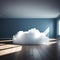 Real cloud in an empty room - ai generated image