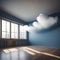 Real cloud in an empty room - ai generated image