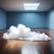 Real cloud in an empty room - ai generated image