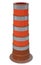 Real dirty orange traffic cone, construction road,