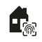 Real Estate with Biometric Identification Technology by Finger Print Silhouette Icon. Smart Home with Fingerprint Glyph