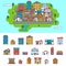 Real Estate City Building House Street Flat Icons