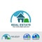 Real estate cloud and grass logo